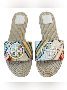 Tory Burch Benton Espadrille Slides Multicolor Canvas 7.5‎ Boho